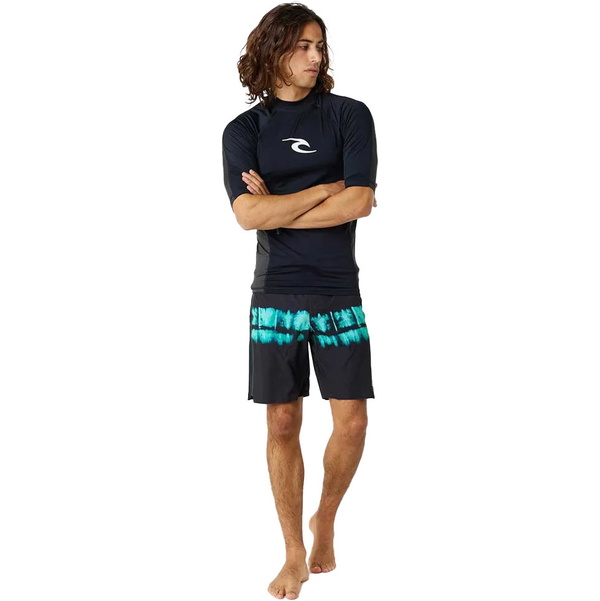 2025 Rip Curl Mens Waves UPF Performance Short Sleeve Rash Vest 142MRV - Black